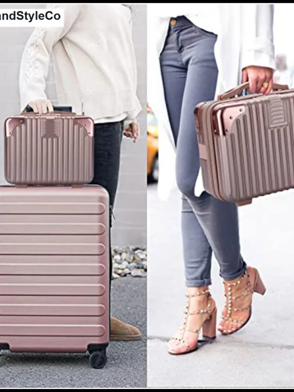 Hard Shell Cosmetic Travel Case with Elastic Band – Makeup Organizer Suitcase